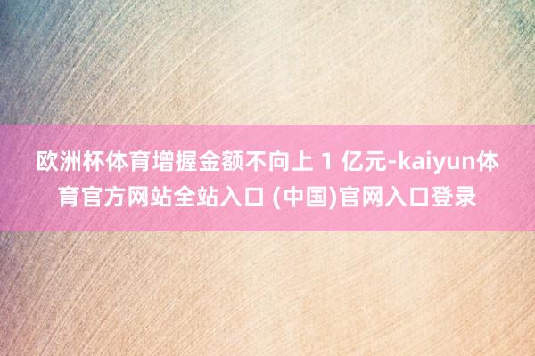 欧洲杯体育增握金额不向上 1 亿元-kaiyun体育官方网站全站入口 (中国)官网入口登录