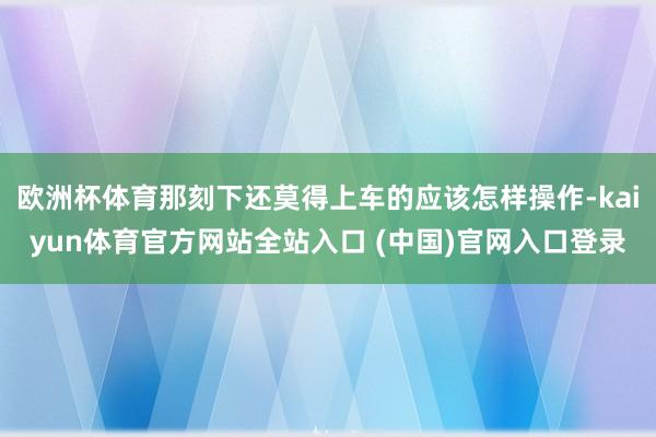 欧洲杯体育那刻下还莫得上车的应该怎样操作-kaiyun体育官方网站全站入口 (中