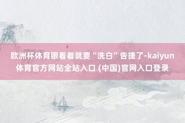 欧洲杯体育眼看着就要“洗白”告捷了-kaiyun体育官方网站全站入口 (中国)官