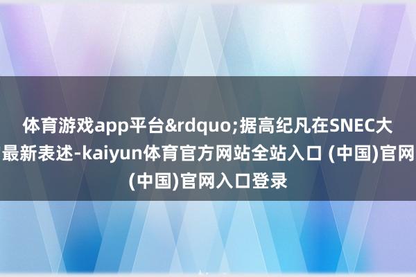 体育游戏app平台&rdquo;据高纪凡在SNEC大会现场的最新表述-k