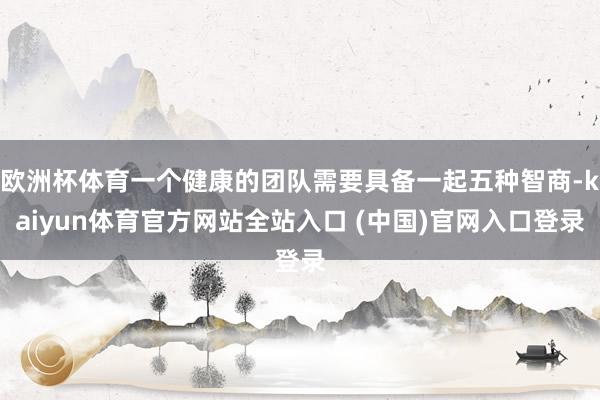 欧洲杯体育一个健康的团队需要具备一起五种智商-kaiyun体育官方网站全站入口 