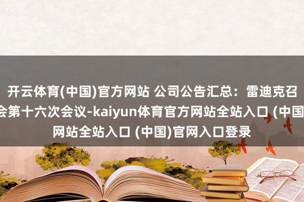 开云体育(中国)官方网站 公司公告汇总:雷迪克召开第四届董事会第十六次会议-kaiyun体育官方网站全站入口 (中国)官网入口登录